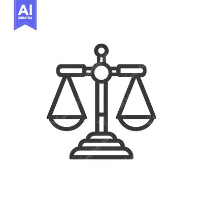 Aset desain premium: A Black and White Line Drawing of a Scale with Two Balanced Pans