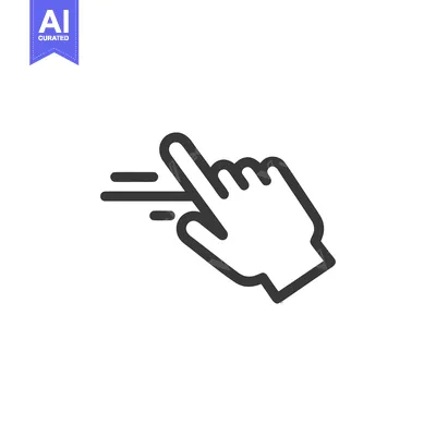 Aset premium populer: Swipe Gesture Icon: Minimalist Hand with Motion Lines on White Backgro