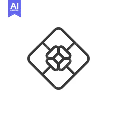 Premium design asset: Abstract Geometric Design: Diamond with Central Floral Motif in Minima