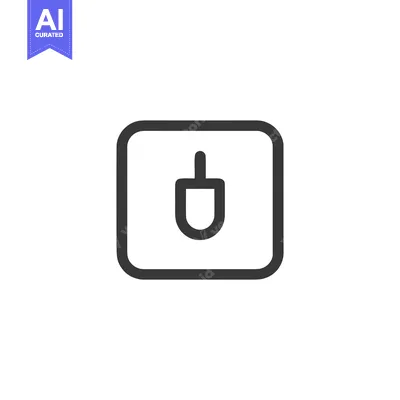 Minimalist Computer Mouse Icon in Rounded Square Frame on White Backgr
