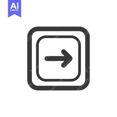 Aset desain premium: Bold Right Arrow Icon in Double Rounded Square Frame, Simple Design