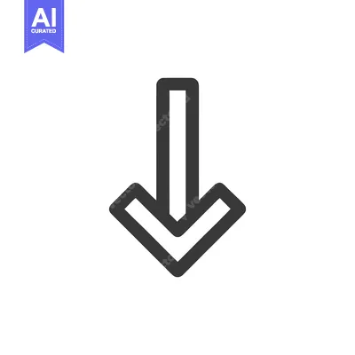 Aset desain premium: Bold Downward Arrow Icon: Simple Graphic, Directional Symbol on White