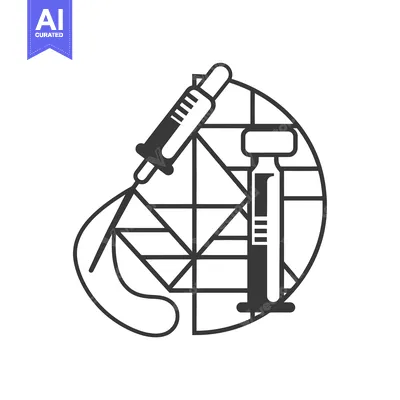 Syringe and Test Tube with Geometric Background
