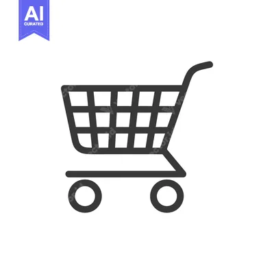 Aset desain premium: A Black and White Line Drawing of a Shopping Cart