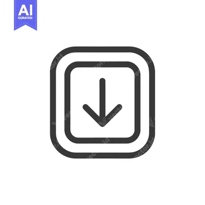 Simple Down Arrow Icon in Rounded Square Frame, Minimalist Design
