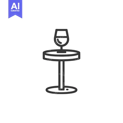 Aset premium populer: Minimalist Wine Glass on Table Icon: Elegant Line Art Design
