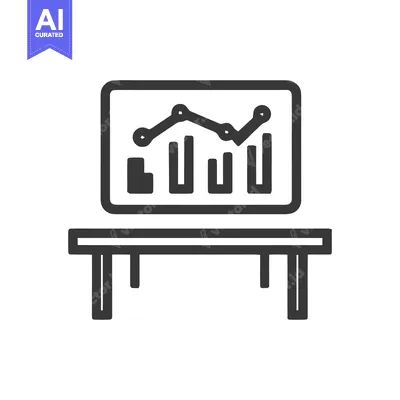 Business Presentation: Line and Bar Graph on Table Icon