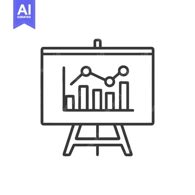 Presentation Board with Line and Bar Graph Icon, Business Data Analysi