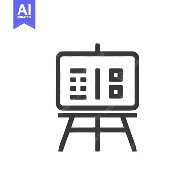 Presentation Board Icon: Simple Design with Data and Graphics on White