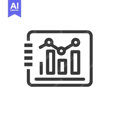 Minimalist Stock Chart Icon with Trend Line and Data Bars