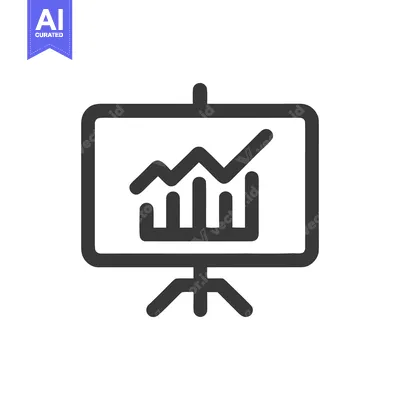 Presentation Board Icon: Upward Trend, Business Growth, Data Analysis