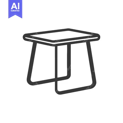 Minimalist Table Icon: Modern Furniture Design with Rounded Edges and