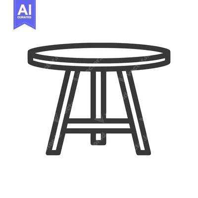 Aset desain premium: Minimalist Round Table Icon with Geometric Leg Design