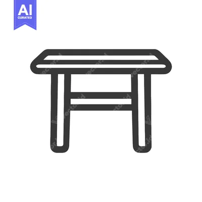 Aset premium populer: Minimalist Table Icon: Bold Outline, Simple Design, Furniture Symbol