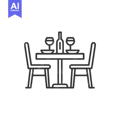 Elegant Dinner Table Icon: Wine, Glasses, and Chairs Illustration