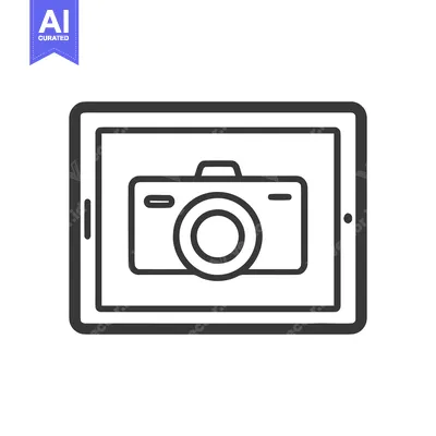 Tablet Displaying Camera Icon, Minimalist Design, Technology Concept