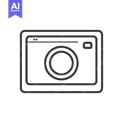 Aset desain premium: Minimalist Camera Icon: Clean Line Art Photography Symbol