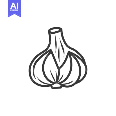 Premium design asset: A Black and White Line Drawing of a Single Garlic Bulb