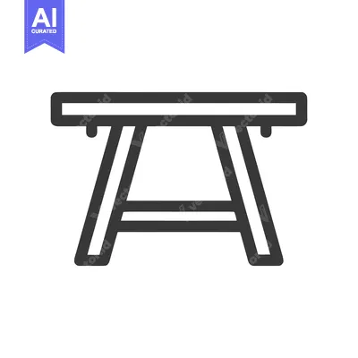 Aset premium populer: Minimalist Table Icon: Simple, Bold Outline on White Background