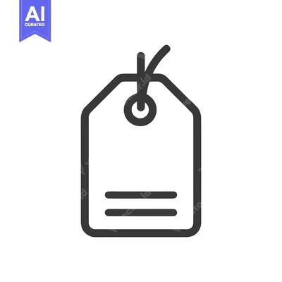 Minimalist Price Tag Icon with String and Lines Detail