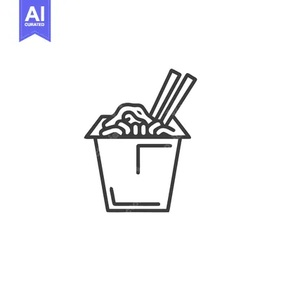 Popular premium asset: Minimalist Noodles in Takeout Container with Chopsticks Icon