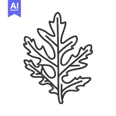 Aset desain premium: A Black and White Line Drawing of a Single Leaf