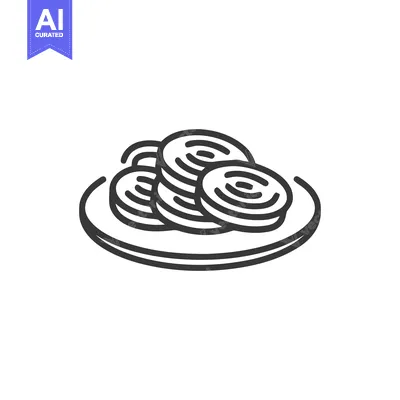 Stack of Pancakes on Plate, Minimalist Line Art Illustration