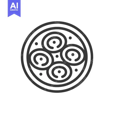 Minimalist Icon of Petri Dish with Four Bacterial Colonies and Dots