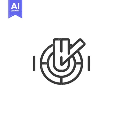 Target with Checkmark Inside and Vertical Lines on Sides