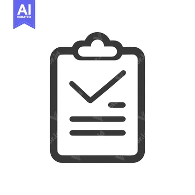 Aset desain premium: Completed Checklist Icon: Dark Gray Clipboard with Checkmark and Lines