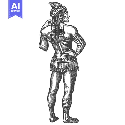 Tattooed Indigenous Man in Traditional Attire