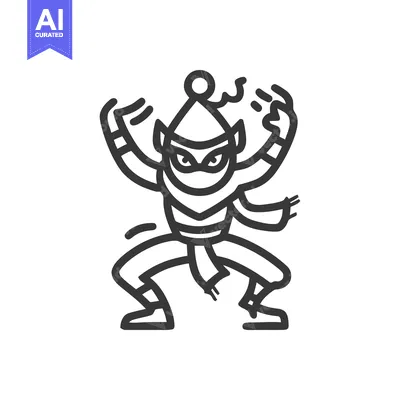 Stylized Ninja Warrior Icon with Mask and Bandana, Ready to Strike