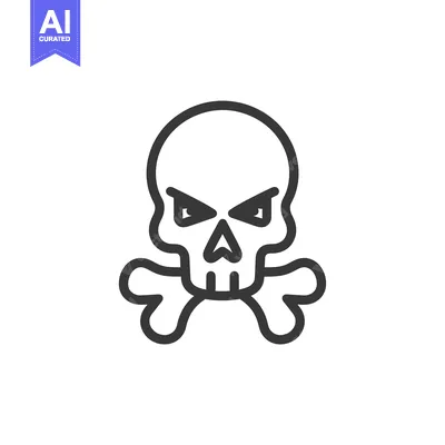 Aset desain premium: A Black and White Line Drawing of a Skull and Crossbones
