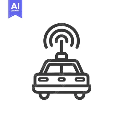 Autonomous Vehicle Icon: Self-Driving Car with Antenna for Connectivit