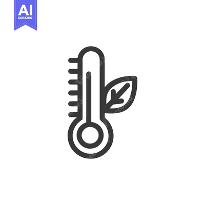 Aset premium populer: Minimalist Thermometer Icon with Leaf Symbolizing Environmental Temper