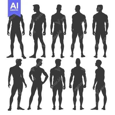 Ten Male Silhouettes in Different Poses