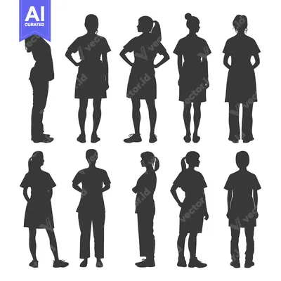 Ten Silhouettes of Women in Different Poses