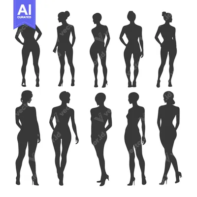Aset desain premium: Ten Silhouettes of Women in High Heels