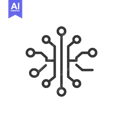 Aset desain premium: Minimalist Circuit Board Icon: Symmetrical Design on White Background