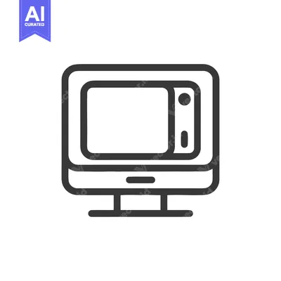 Premium design asset: Retro Television Icon: Bold Line Art on White Background