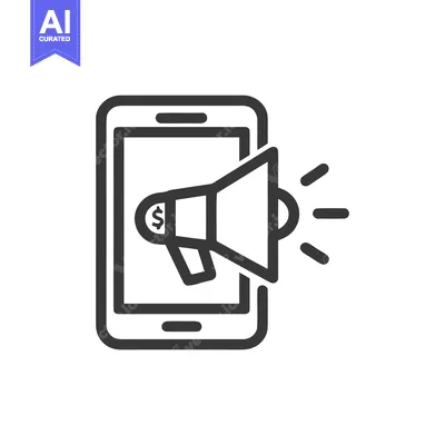 Mobile Marketing Icon: Smartphone with Megaphone Symbolizing Financial