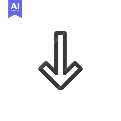 Bold Down Arrow Icon: Simple, Modern Design on White Background