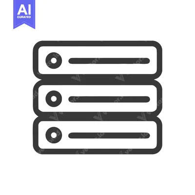 Minimalist Server Stack Icon: Clean, Bold Data Storage Representation