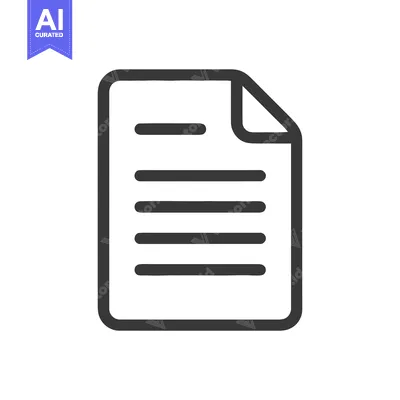 Minimalist Document Icon with Folded Corner and Text Lines on White Ba