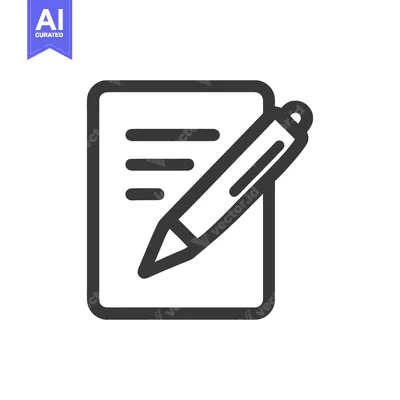 Aset desain premium: Edit Document Icon: Rounded Paper with Pencil, Dark Gray Outline on Wh