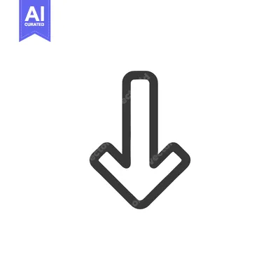 Aset premium populer: Bold Downward Arrow Icon with Rounded Edges on White Background