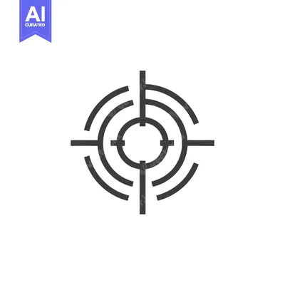Aset desain premium: Minimalist Crosshair Icon: Concentric Circles and Lines on White Backg