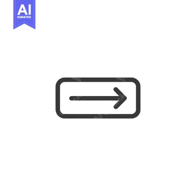 Aset desain premium: Simple Right Arrow Inside Rounded Rectangle, Dark Gray Icon on White B