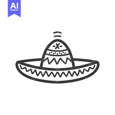 A Black and White Line Drawing of a Sombrero