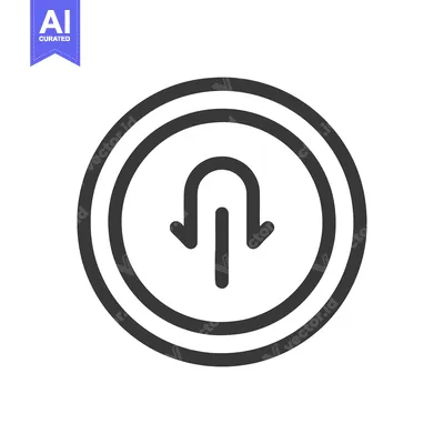 Aset desain premium: Minimalist U-Turn Road Sign Icon in Circular Frame, Black and White De